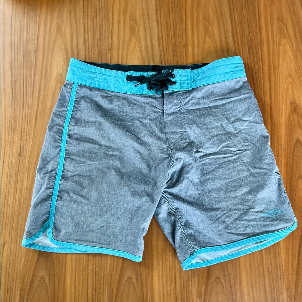 Men's Gray and Blue Swim Shorts